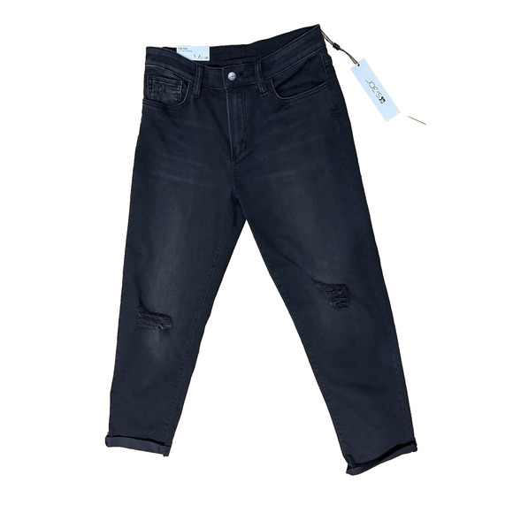 Joes Jeans $198 Black The Niki Distressed Boyfriend Cuffed Jeans Mid Rise 26 - Picture 1 of 9